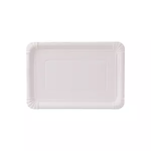 Assiette rectangulaire carton blanc avec PE 110x175 mm (14E)